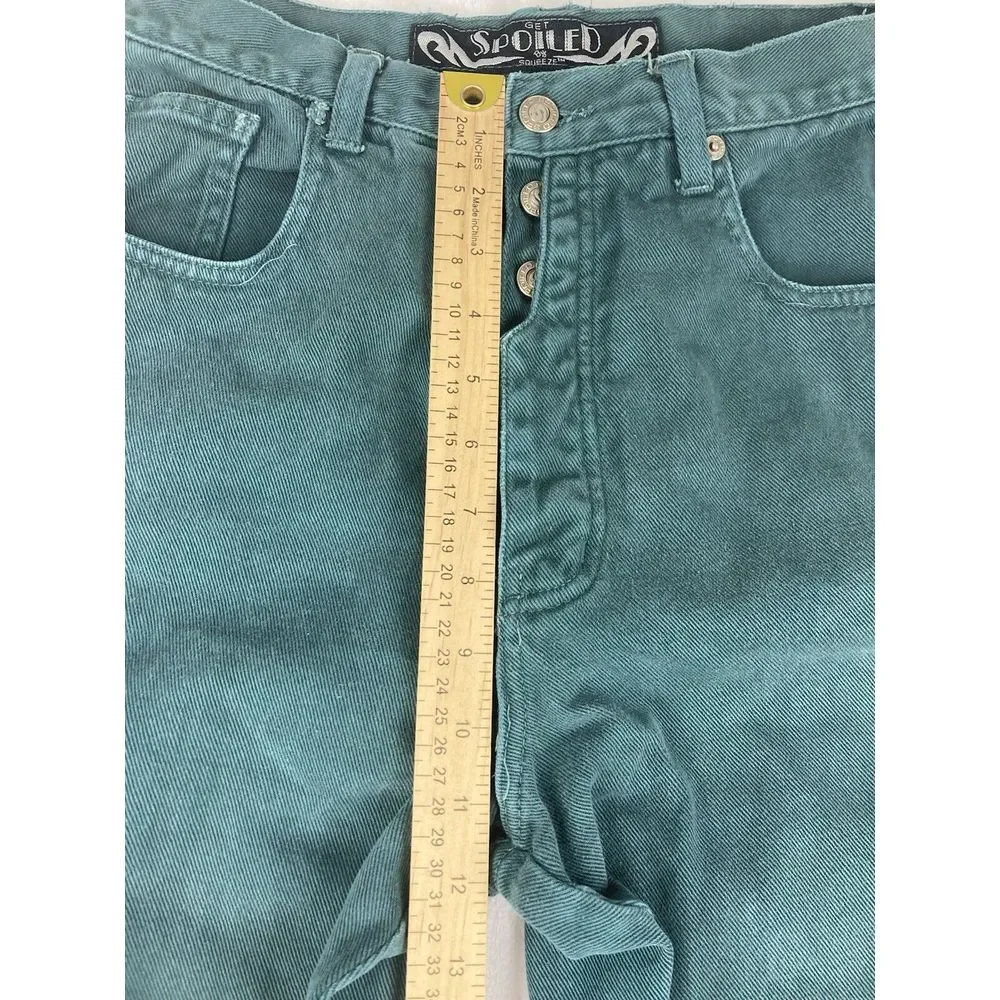 Get Spoiled by Squeeze Womens Forest Green Button Fly Jeans Straight Leg Size 11